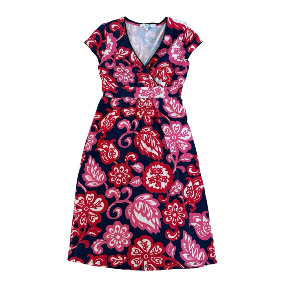 Boden Pink and Red Floral Midi Dress Lola Dress Empire Waist Womens Size 2